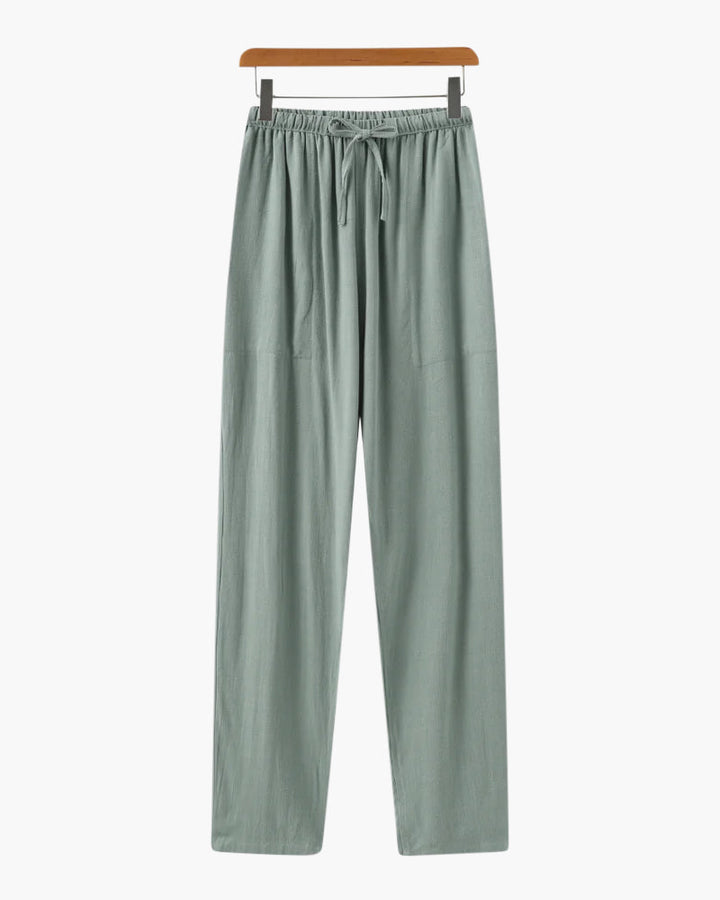 W&W Mode | Leichte Slim Fit Herren Sommer Leinenhose Mit Kordelzug