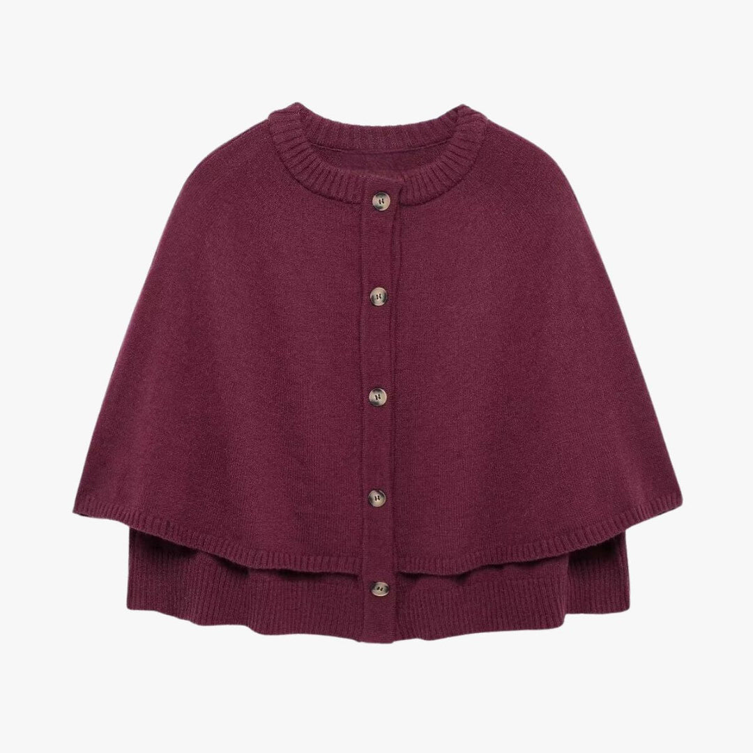 W&W Mode | Strick Cape Mit Knöpfen Und Gestuftem Saum