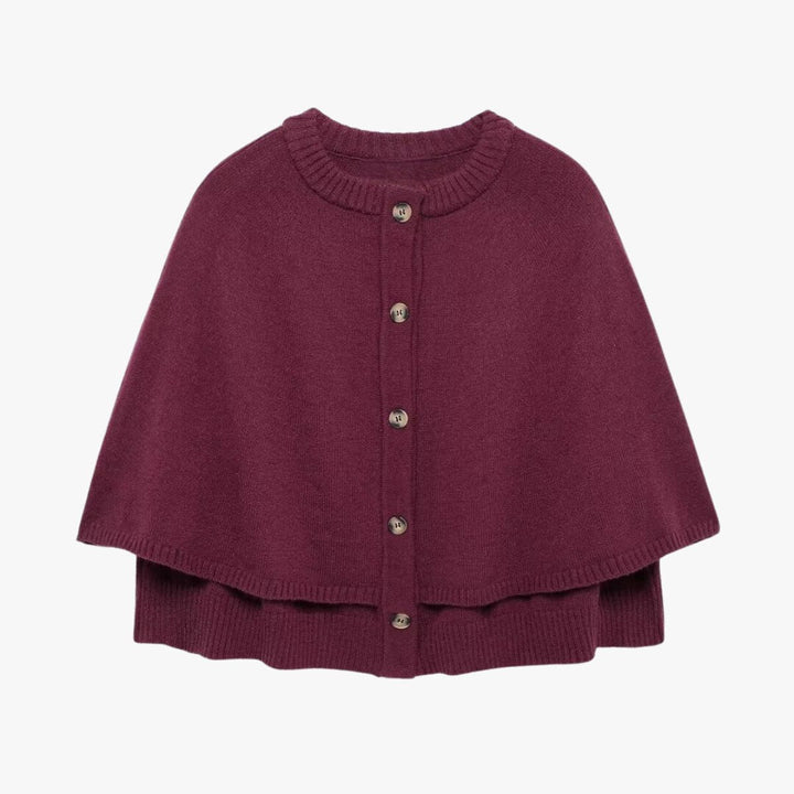 W&W Mode | Strick Cape Mit Knöpfen Und Gestuftem Saum