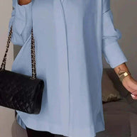 WW | Oversized Shirt Bluse mit gerollten Ärmeln