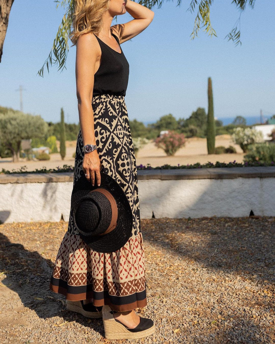 WW | Boho Lange Rock Mit Print