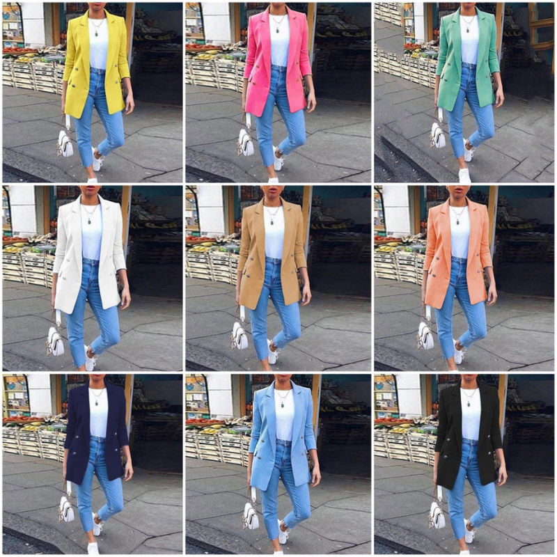 WW | Damen Blazer Eleganter Longblazer Mit 3/4 Ärmeln, Ideal Für Business Looks