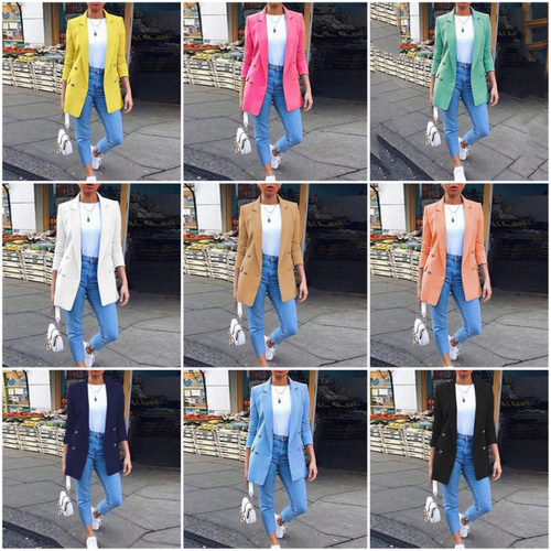 WW | Damen Blazer Eleganter Longblazer Mit 3/4 Ärmeln, Ideal Für Business Looks