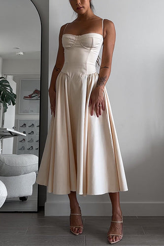WW | Rosiedress Spaghetti-Träger Pocketed Korsett Swing Midi Kleid