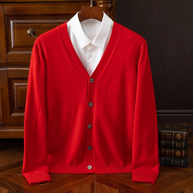 WW | Herren Strickjacke Mit Knöpfen, Leichter Stoff, Klassischer V-ausschnitt
