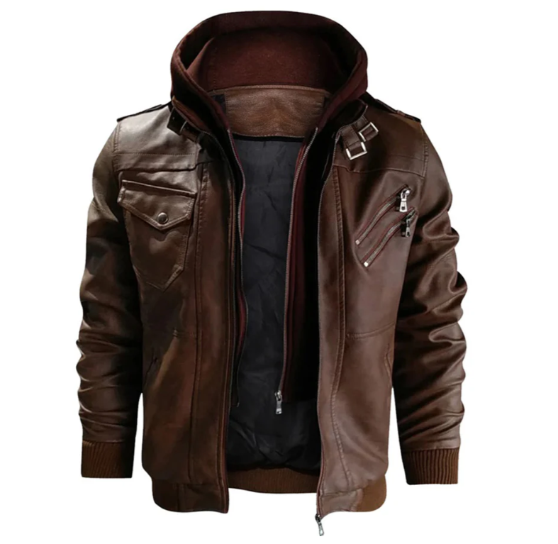 WW | Lederjacke Mit Kapuze Für Herren