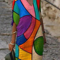 WW | Bedrucktes Midi-Kleid mit V-Ausschnitt