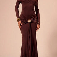 WW | Rosiedress Off Shoulder Knoten Front Bodycon Maxi Party Kleid