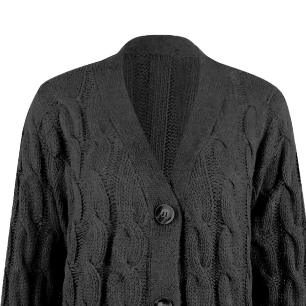 WW | Stylische Lange Strickjacke Für Damen Mit Knopfleiste