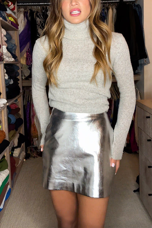 WW | Rosiedress Metallic Kunstleder Minirock