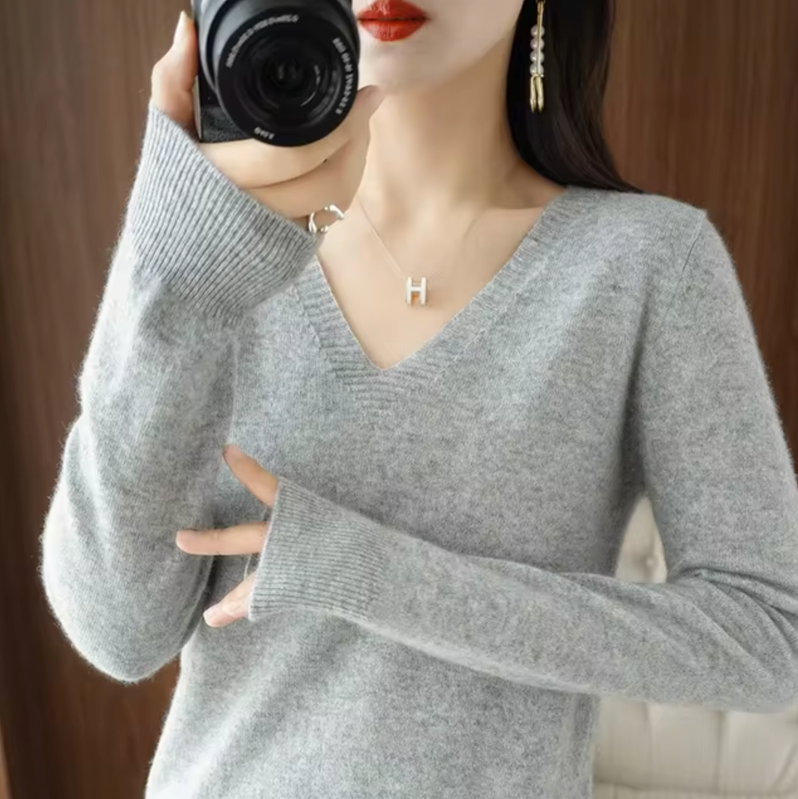 WW | V-Ausschnitt Strickpullover