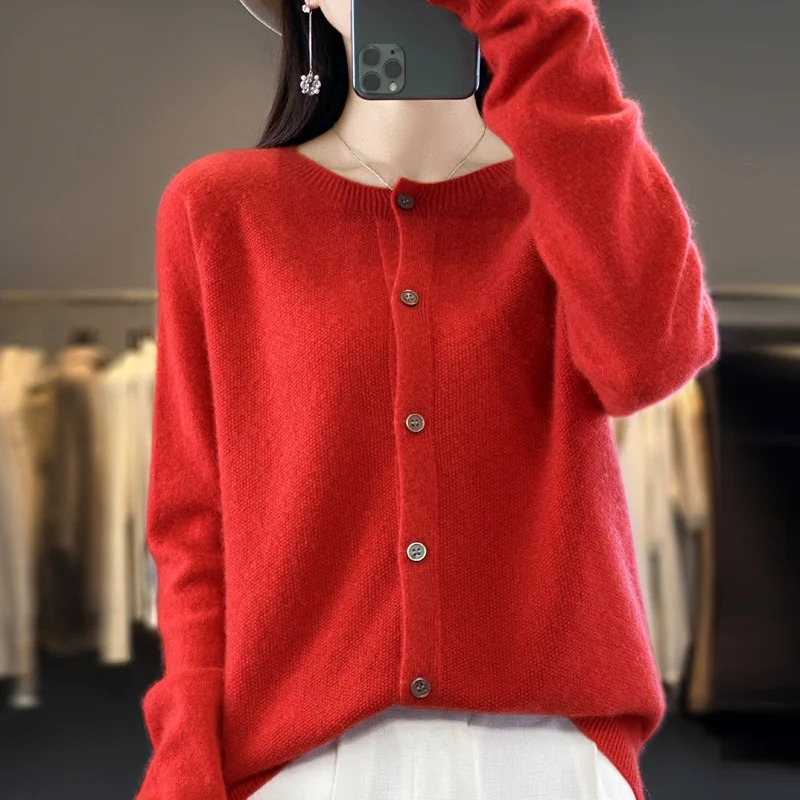 WW | Wolljacke Damen Strickjacke mit Knopfleiste, Weiches Material