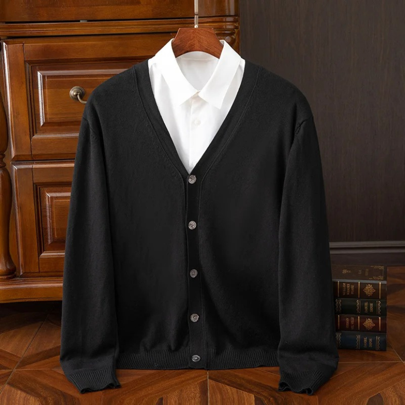 WW | Herren Strickjacke Mit Knöpfen, Leichtes Material, V-ausschnitt, Klassischer Stil