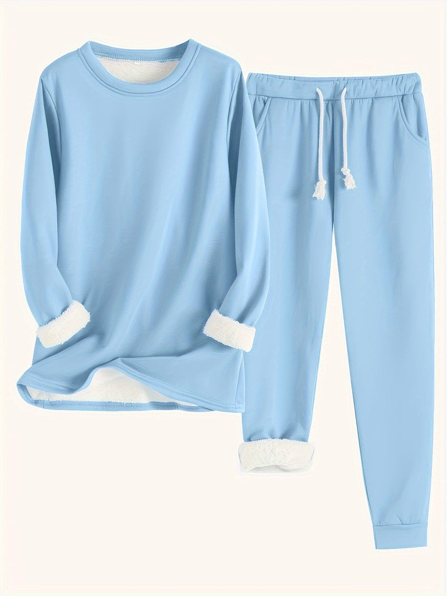WW | Stilvolle Winter Casual Thermische Sweatshirt- und Jogginghose-Set für Frauen