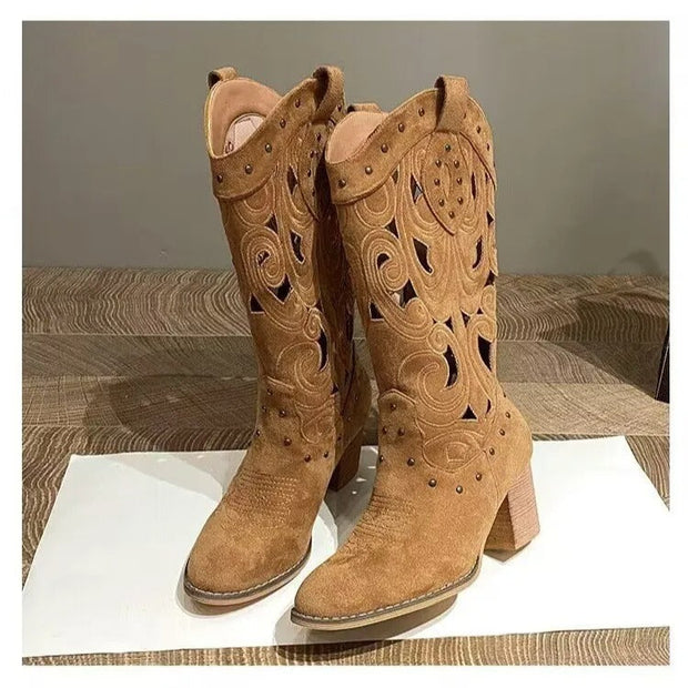 WW - Bedruckte Cowboystiefel aus Leder