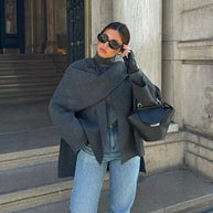 WW | Eleganter Woll-Trenchcoat mit Schal-Set