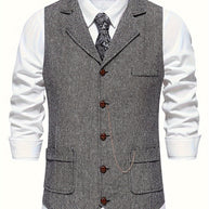 WW | Retro Herrenweste Mit Fischgrätenmuster