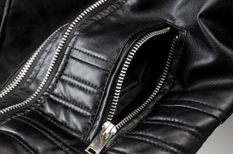 W&W Mode - Revers Reißverschluss Slim Fit Lederjacke