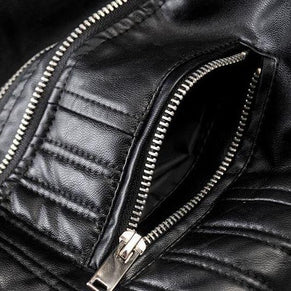 WW - Revers Reißverschluss Slim Fit Lederjacke