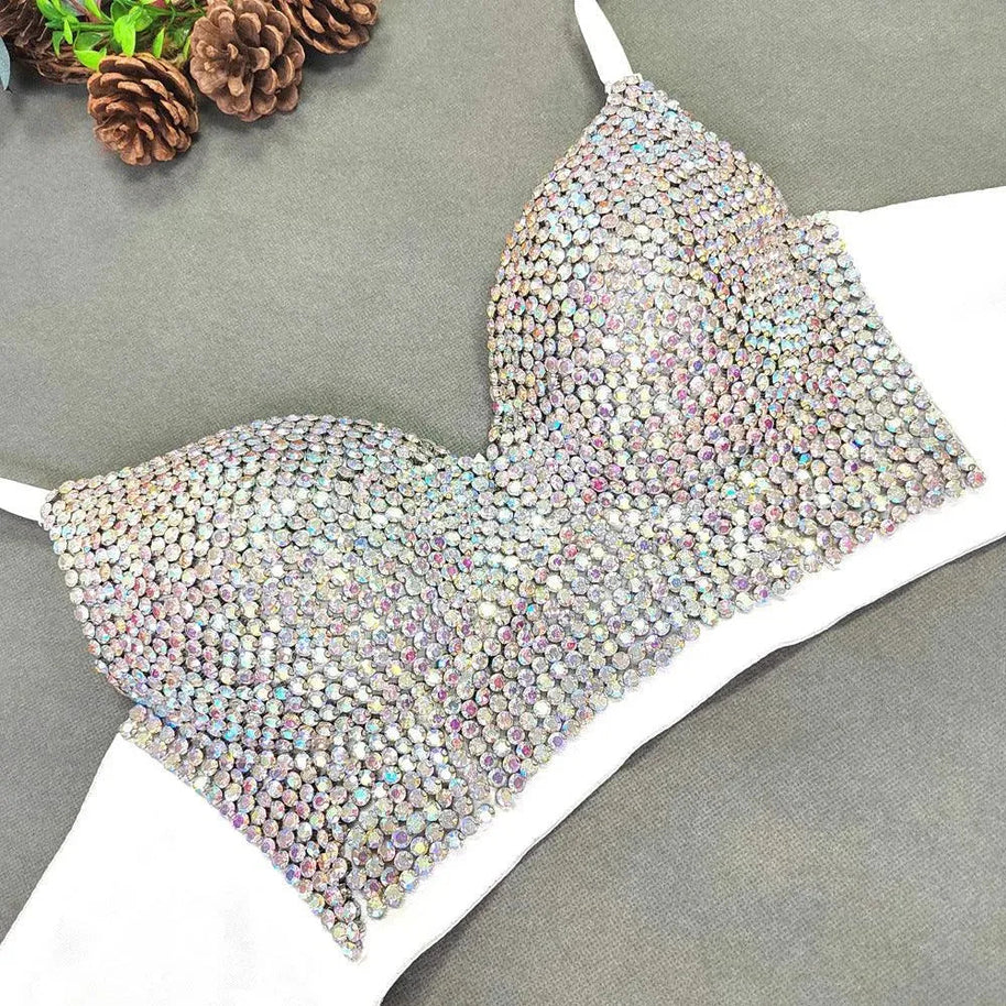WW | Top sexy mit V-Ausschnitt im Bustier-Stil mit leichten Diamanten