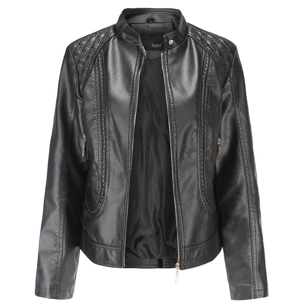 Damen Kunstlederjacke mit modischen Steppdetails WW
