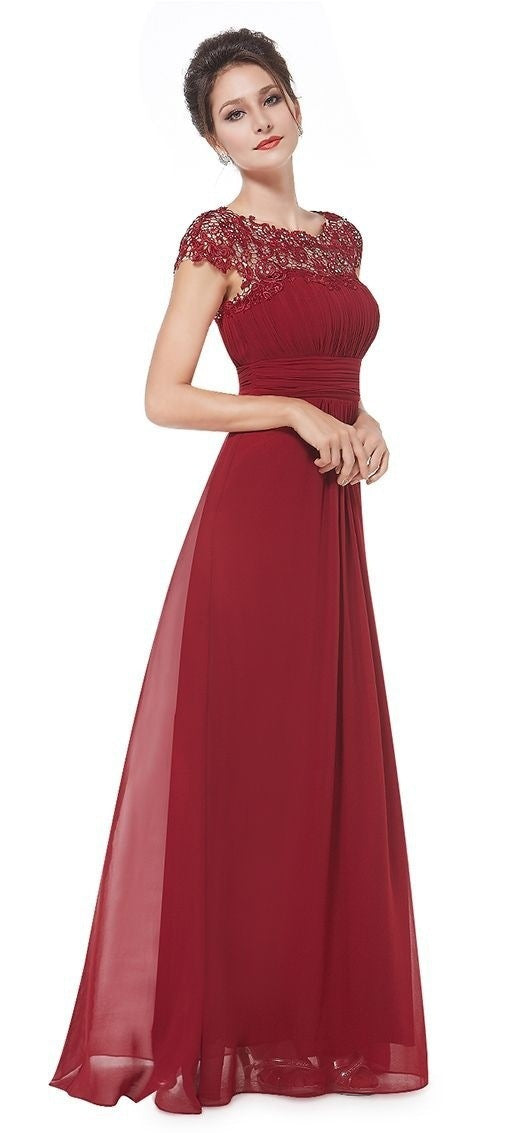 Damen Maxikleid mit höchster Eleganz und feinen Spitzenapplikationen WW