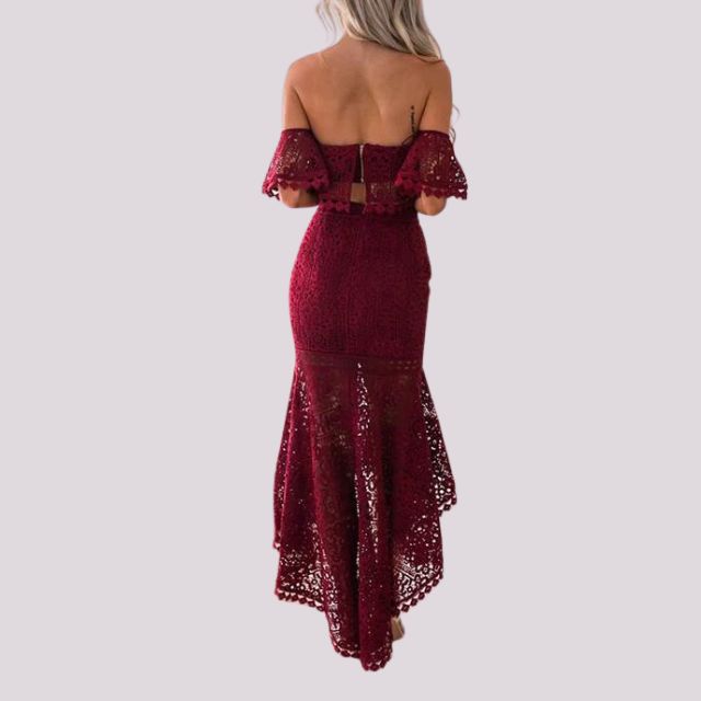 WW | Zweiteiliges Kleid mit Schulterfreier Häkelspitze