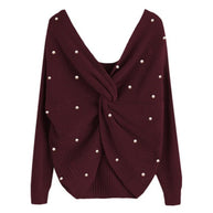Damen Strickpullover mit Twist-Detail und Perlenbesatz WW