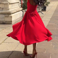 WW | Rotes Enges Midikleid Mit Trägern