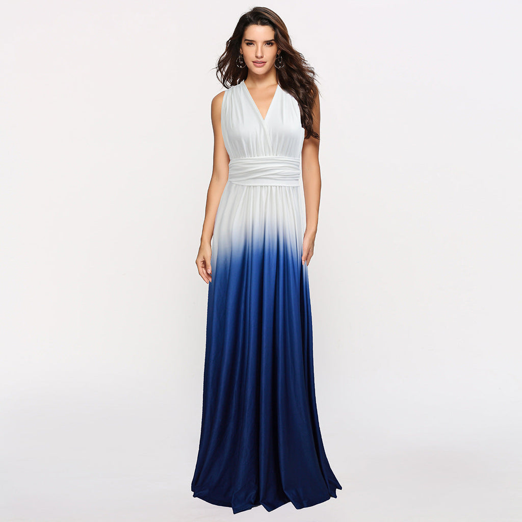 WW | Damen Ombre Ärmelloses Bodenlanges Kleid