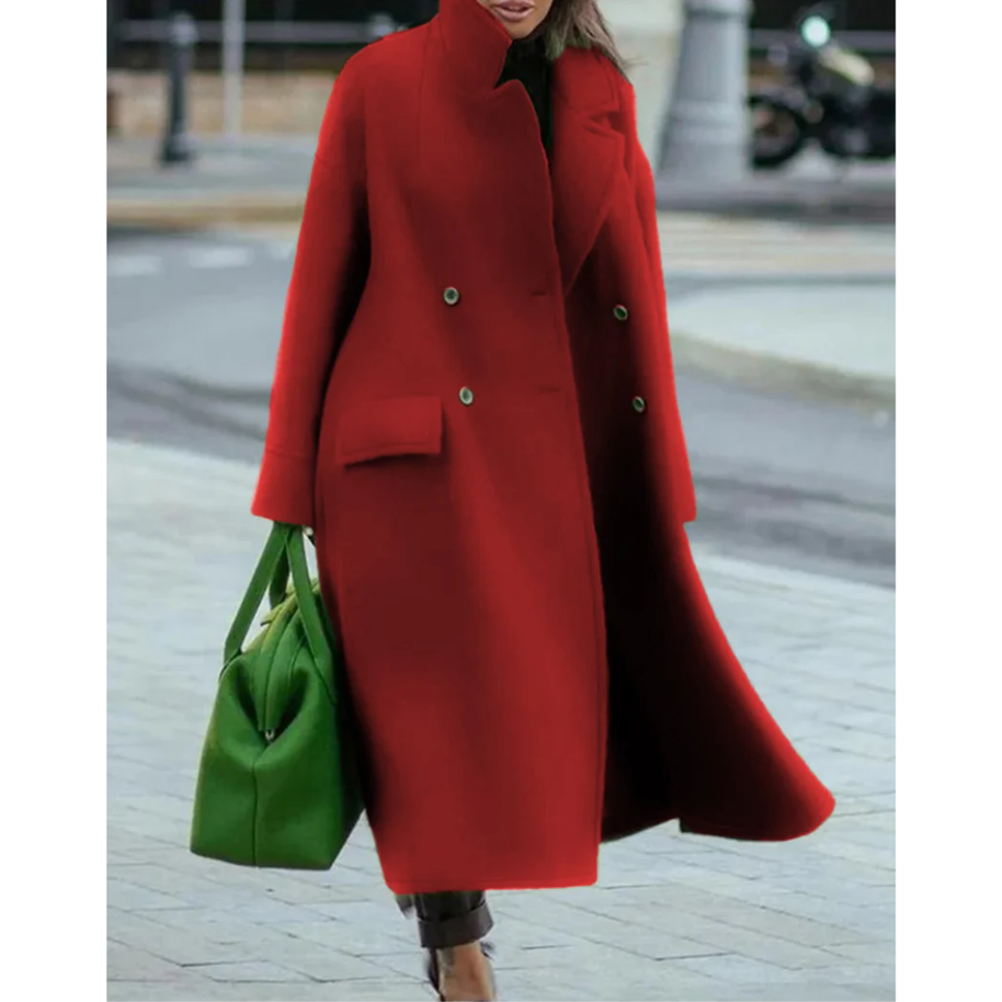 WW | Warmer Stylischer Zweireihermantel Für Damen Lang