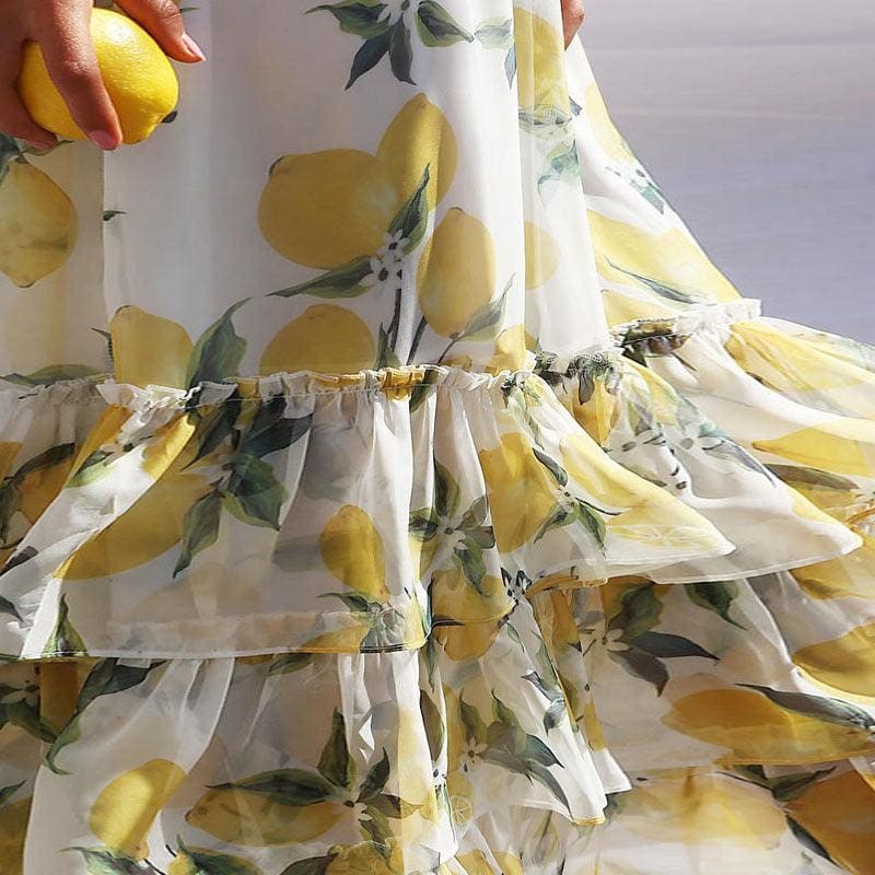 WW | Gestufte Volant Ärmlose Maxi Sommerkleid Berlina
