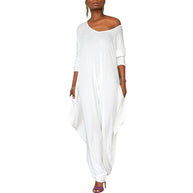 Damen Oversized Jumpsuit mit tiefem V-Ausschnitt und lässigem Schnitt WW