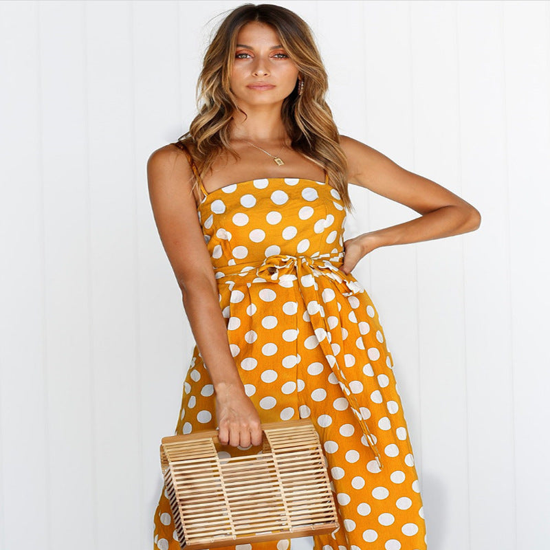 Damen Jumpsuit mit weitem Bein und dekorativem Bindegürtel WW