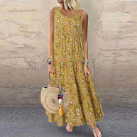 WW | Retro Ärmelloses Rundhals Damenkleid