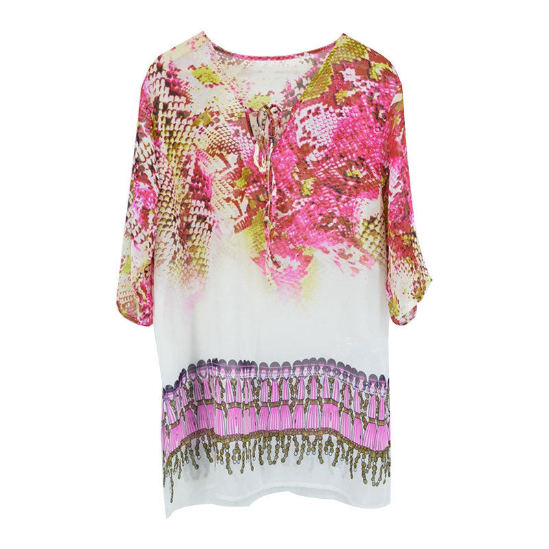 Damen Strandtunika mit kunstvollem Schlangenmuster und eleganten Details WW