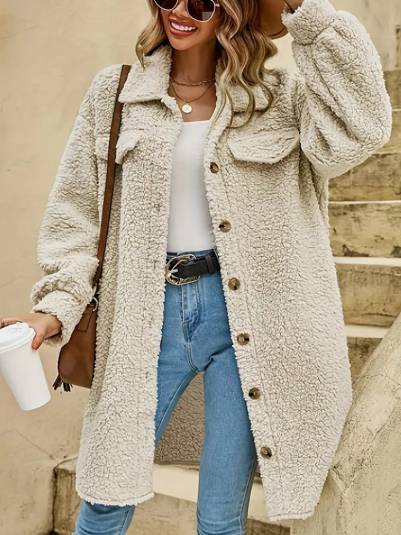 W&W Mode | Strickjacke Lässig Lang Aus Plüsch