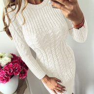Damen Strickkleid mit elegantem Zopfmuster und figurbetontem Schnitt WW
