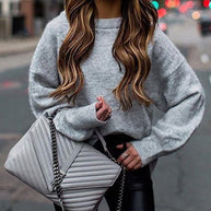 Damen bequemer Oversized-Pullover aus hochwertigem Strickmaterial mit lässigen Raglanärmeln WW