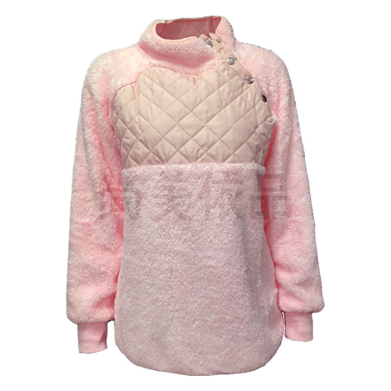 Damen Bequemer Hoodie mit Stehkragen und gepolstertem Oberteil WW