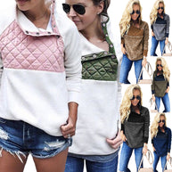 Damen Bequemer Hoodie mit Stehkragen und gepolstertem Oberteil WW
