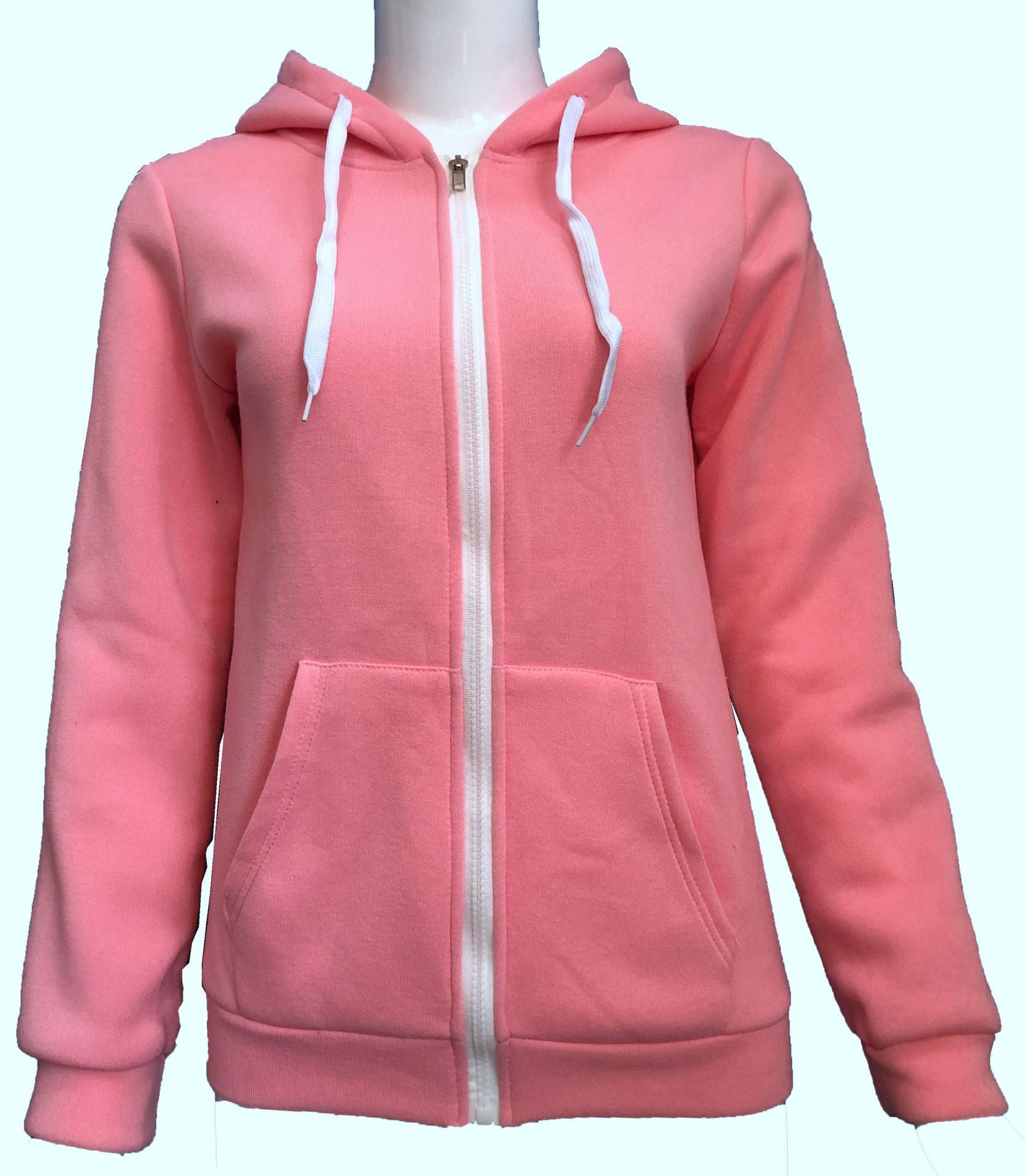 Damen bequemer Kapuzenpullover mit durchgehendem Reißverschluss und praktischen Taschen WW