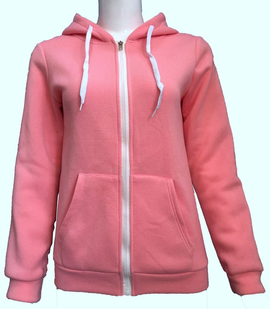 Damen bequemer Kapuzenpullover mit durchgehendem Reißverschluss und praktischen Taschen WW