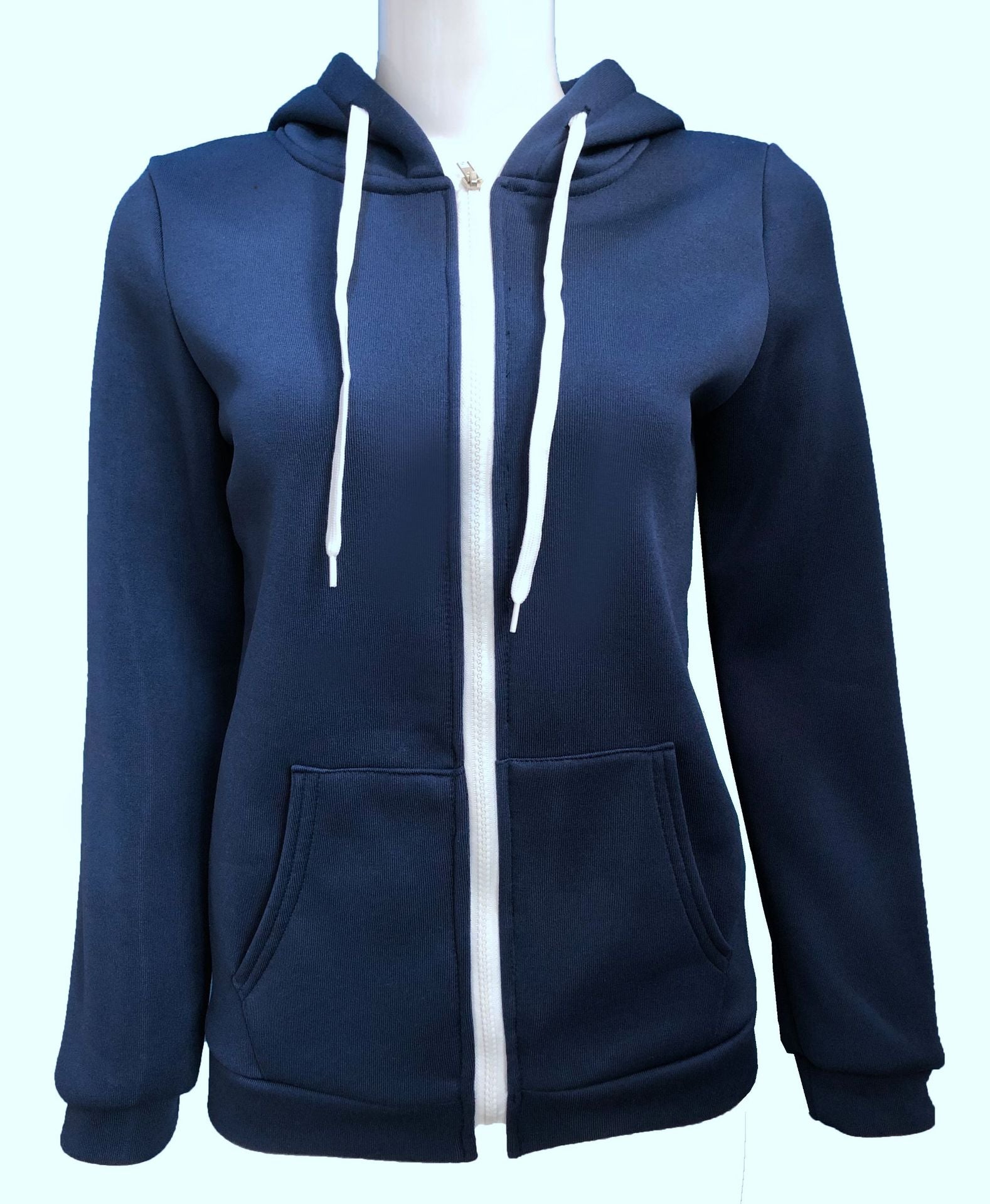 Damen bequemer Kapuzenpullover mit durchgehendem Reißverschluss und praktischen Taschen WW