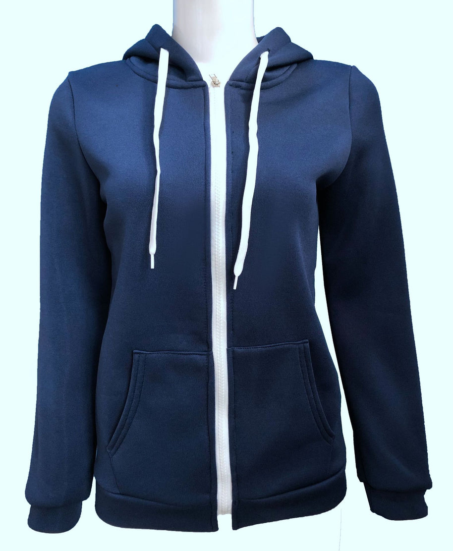 Damen bequemer Kapuzenpullover mit durchgehendem Reißverschluss und praktischen Taschen WW