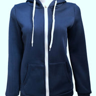 Damen bequemer Kapuzenpullover mit durchgehendem Reißverschluss und praktischen Taschen WW