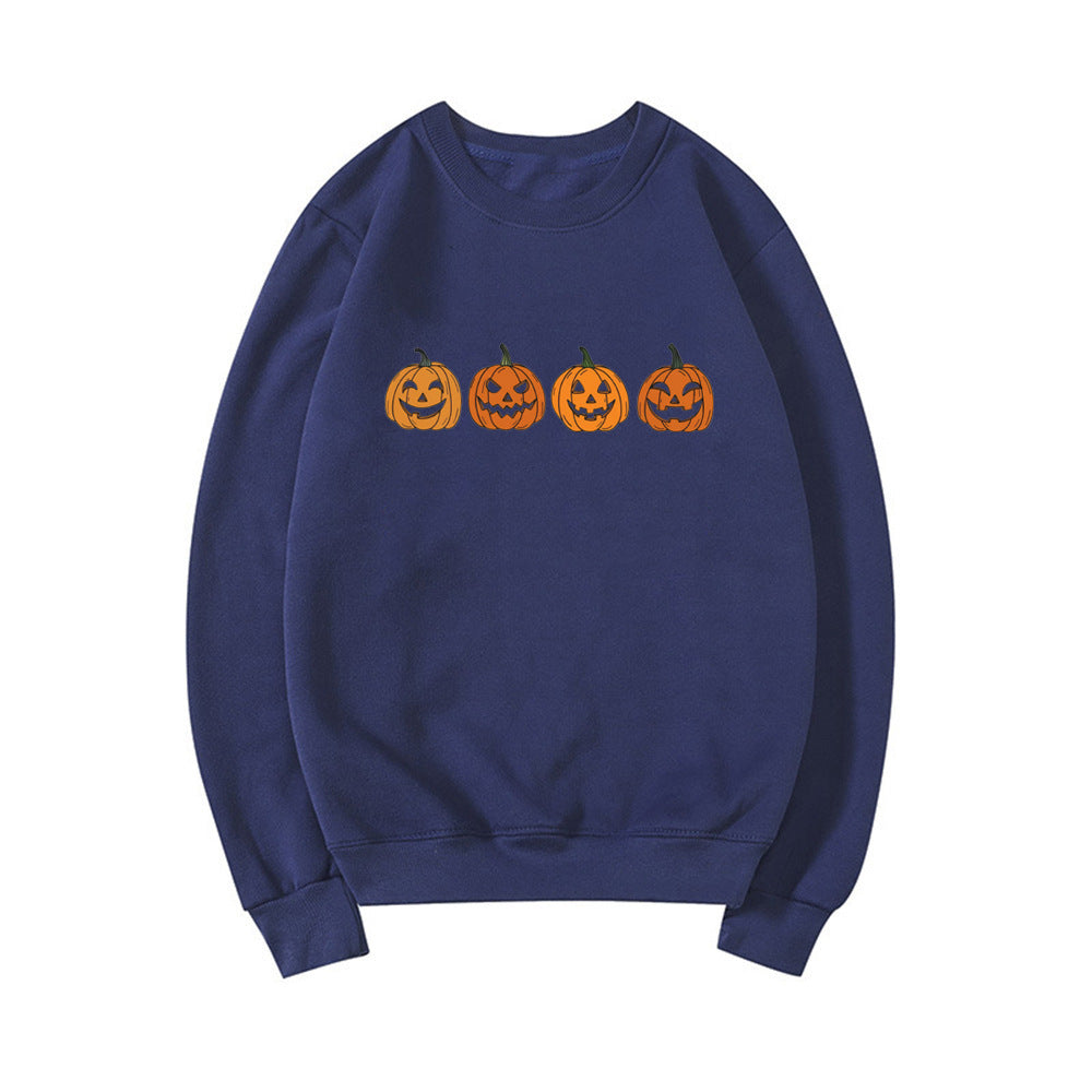 WW | Halloween Pullover Mit Rundhalsausschnitt Und Kürbismotiv Für Damen