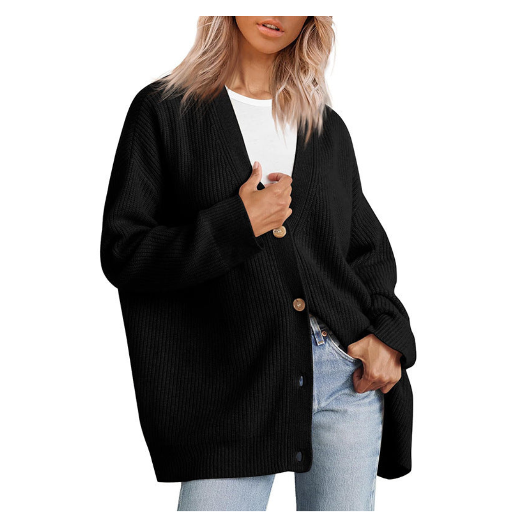 W&W Mode | Schicke Übergroße Strickjacke Mit Knöpfen Für Damen