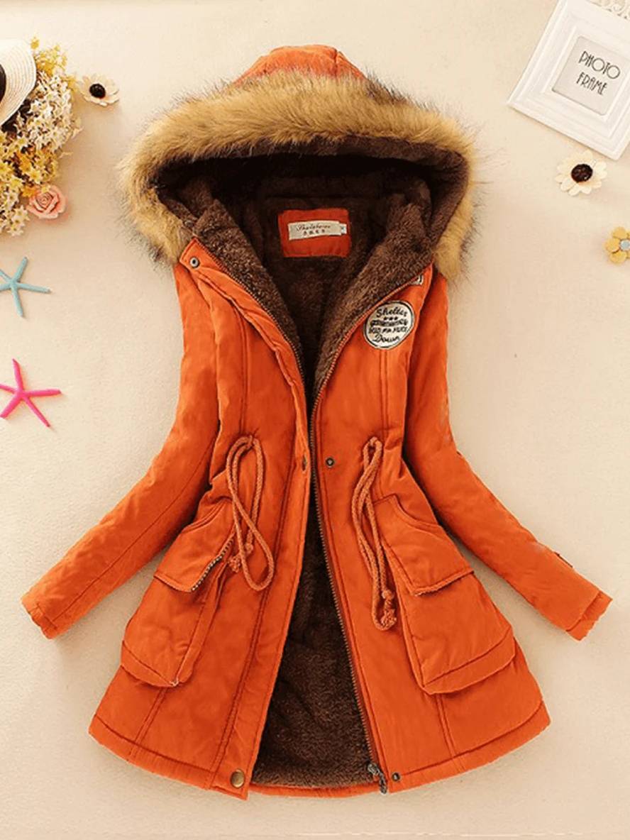 W&W Mode | Damen Parka in Mittellanger Ausführung Mit Reißverschluss