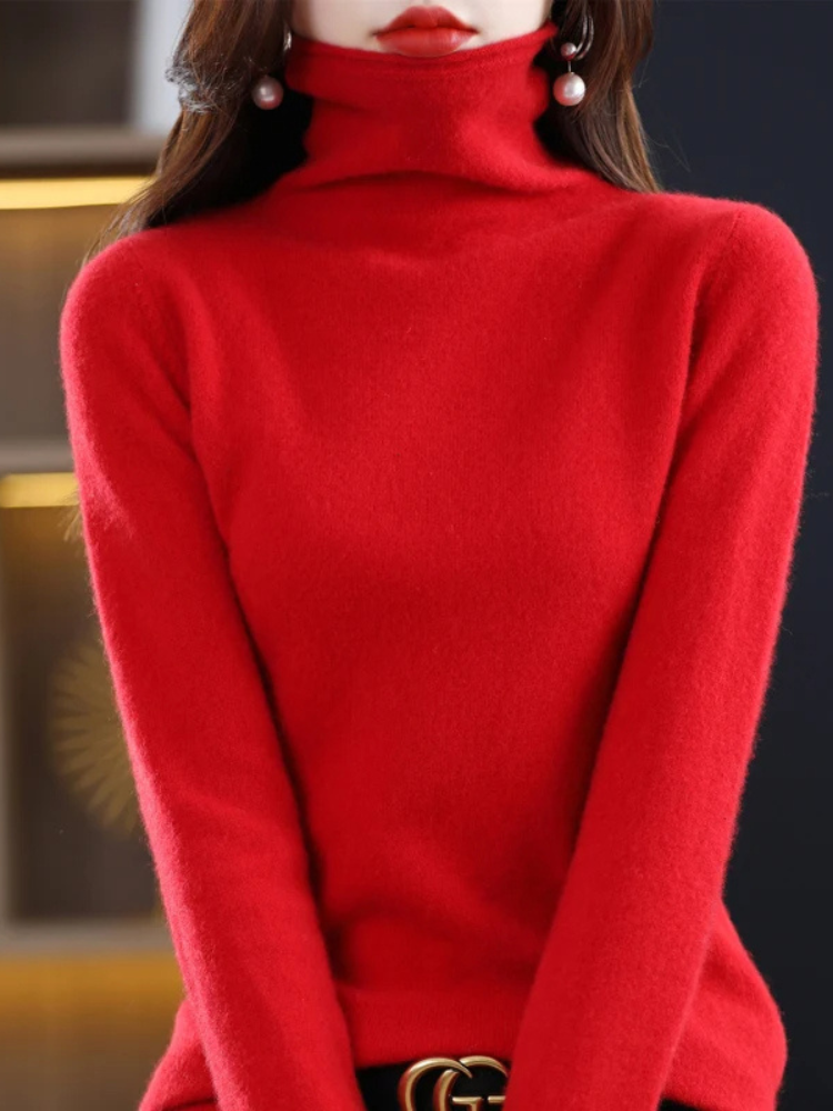WW | Damen Rollkragenpullover Weiches Fuzzy Strick Warm und Komfortabel Rollkragenpullover Damen
